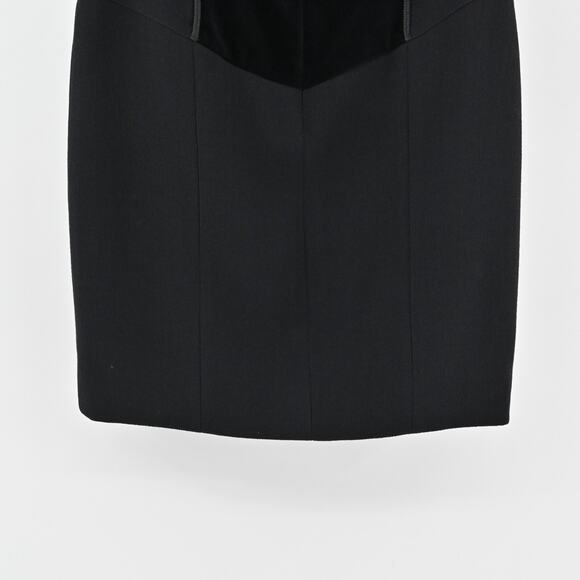 Vtg ESCADA Skirt Sz 38 Solid Black Wool Velvet Sailor Button Pencil Quiet Luxury - Picture 6 of 11